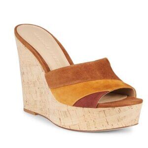 Veronica Beard Dali Patchwork Suede Wedge Sandal